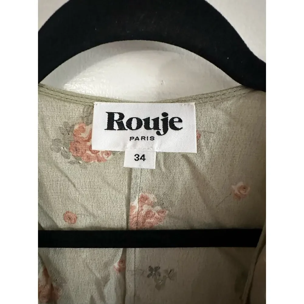 ROUJE Paris Gabinette Mini Button Wrap Dress Vintage-Floral Print - Sz 34 (US 2)